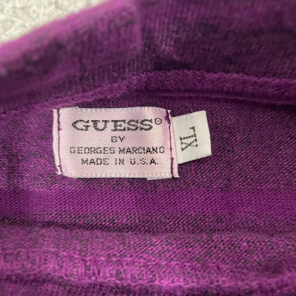 VTG Guess By Marciano Shirt XL Purple Striped Guess Jeans USA Short Sleeve Tee - Picture 2 of 8